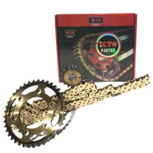 kit piñon deltras. kto ccadena yamaha fz16 (dorado) K4752