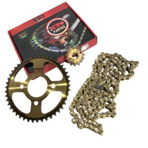 kit piñon del/tras. kto c/cadena auteco victory mrx-150