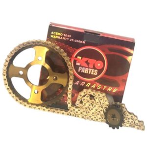 Kit piñon del tras Kto c cadena bajaj pulsar135 ls dorado